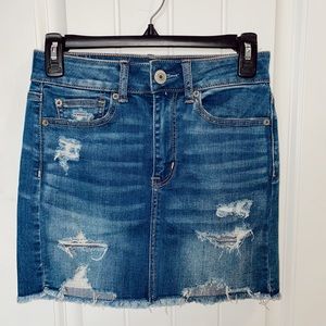 american eagle blue jean skirt